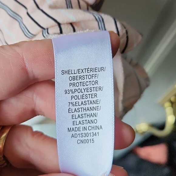 Adrianna Papell Striped Flutter Sleeve Blouse Size L Color Peach - Picture 3 of 7